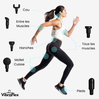 Pistolet de Massage VibraFlex™ – 30 Vitesses, 6h d’Autonomie & Massage Musculaire Pro